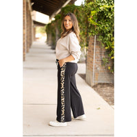 Women’s buttery soft leopard panel lounge pants with pockets