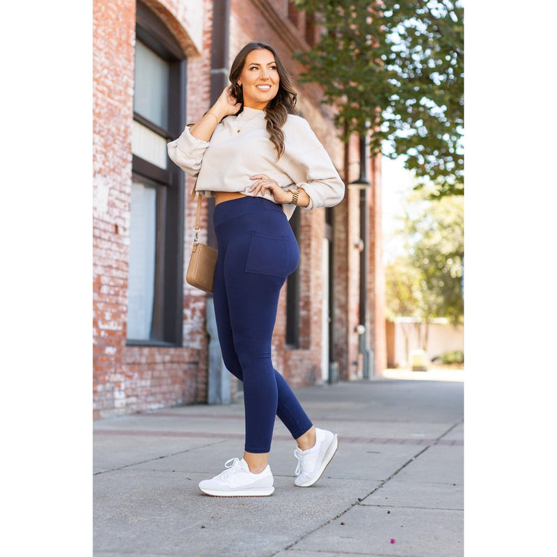 Ready to Ship | Navy Full-Length with Pocket Leggings - Luxe Leggings by Julia Rose®