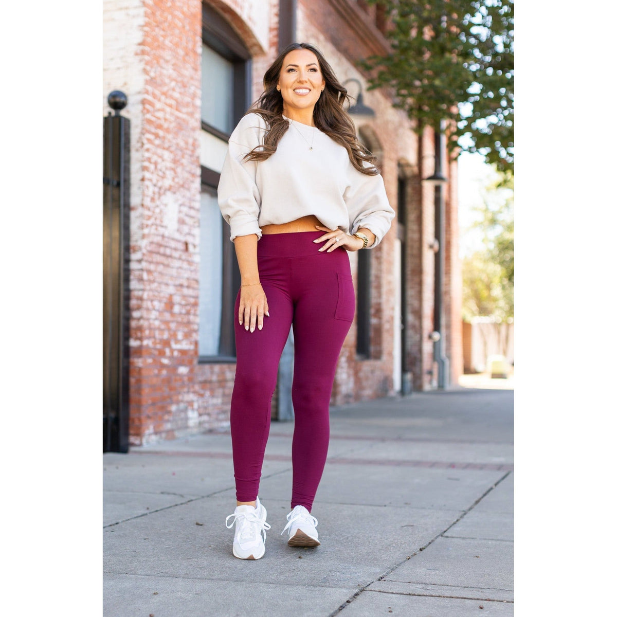 *Ready to Ship | Maroon Full Length Leggings with Pocket  - Luxe Leggings by Julia Rose®