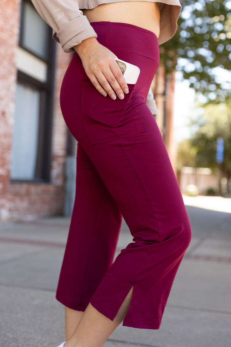 Ready to Ship | The Courtney - Maroon High Waisted Gaucho Pants - ROUND 2