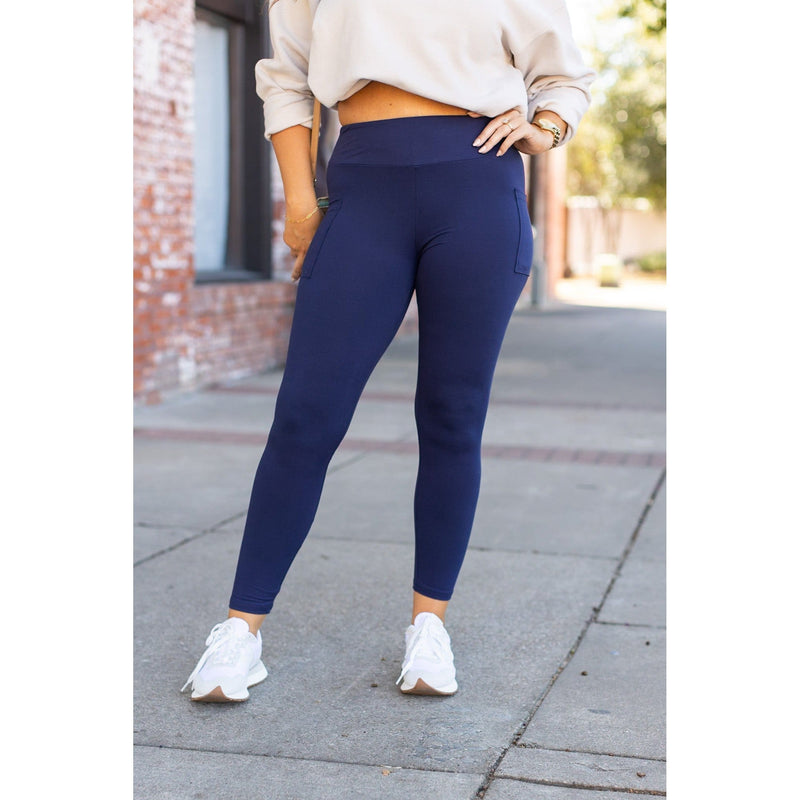 Ready to Ship | Navy Full-Length with Pocket Leggings - Luxe Leggings by Julia Rose®