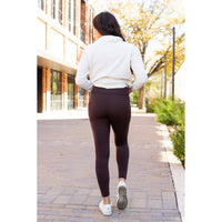 Belle - Brown Fleece Full Length Leggings with Pockets*