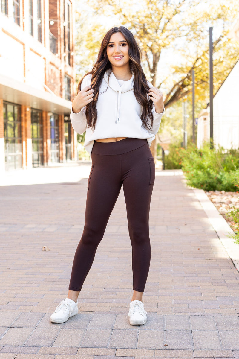 *Ready to Ship | Brown FLEECE Full Length Leggings with Pockets*  - Luxe Leggings by Julia Rose®