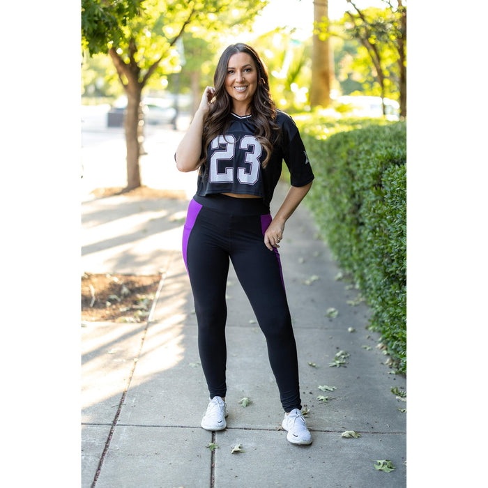 Ready to Ship | The Presley - Purple Panel Full Length Leggings