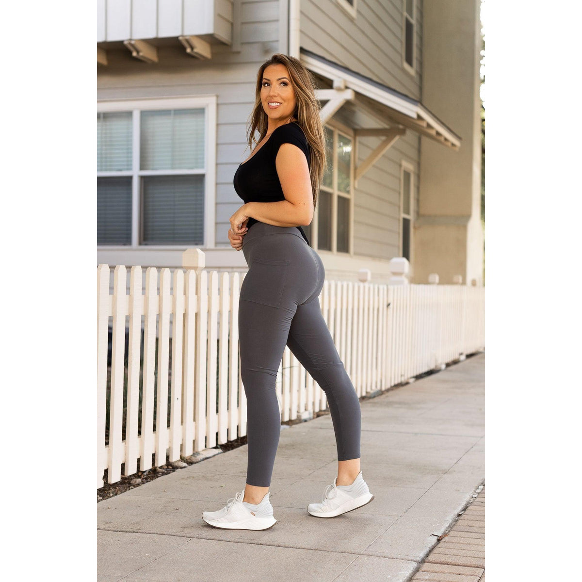 Ready to Ship | Charcoal Full Length Leggings with Pockets  - Luxe Leggings by Julia Rose® Round 2