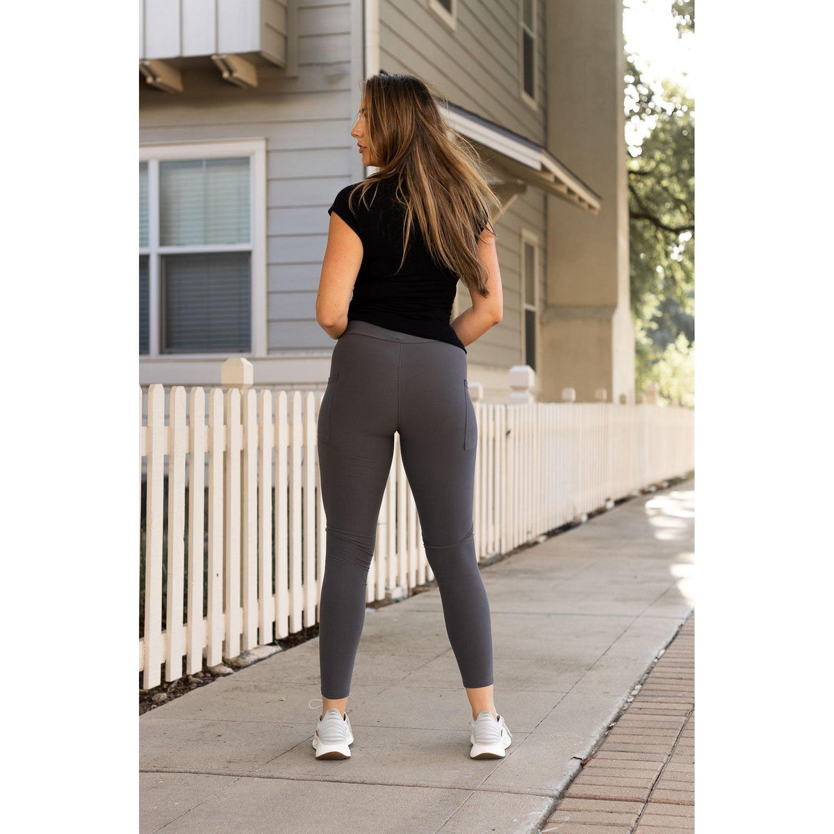 Ready to Ship | Charcoal Full Length Leggings with Pockets  - Luxe Leggings by Julia Rose® Round 2