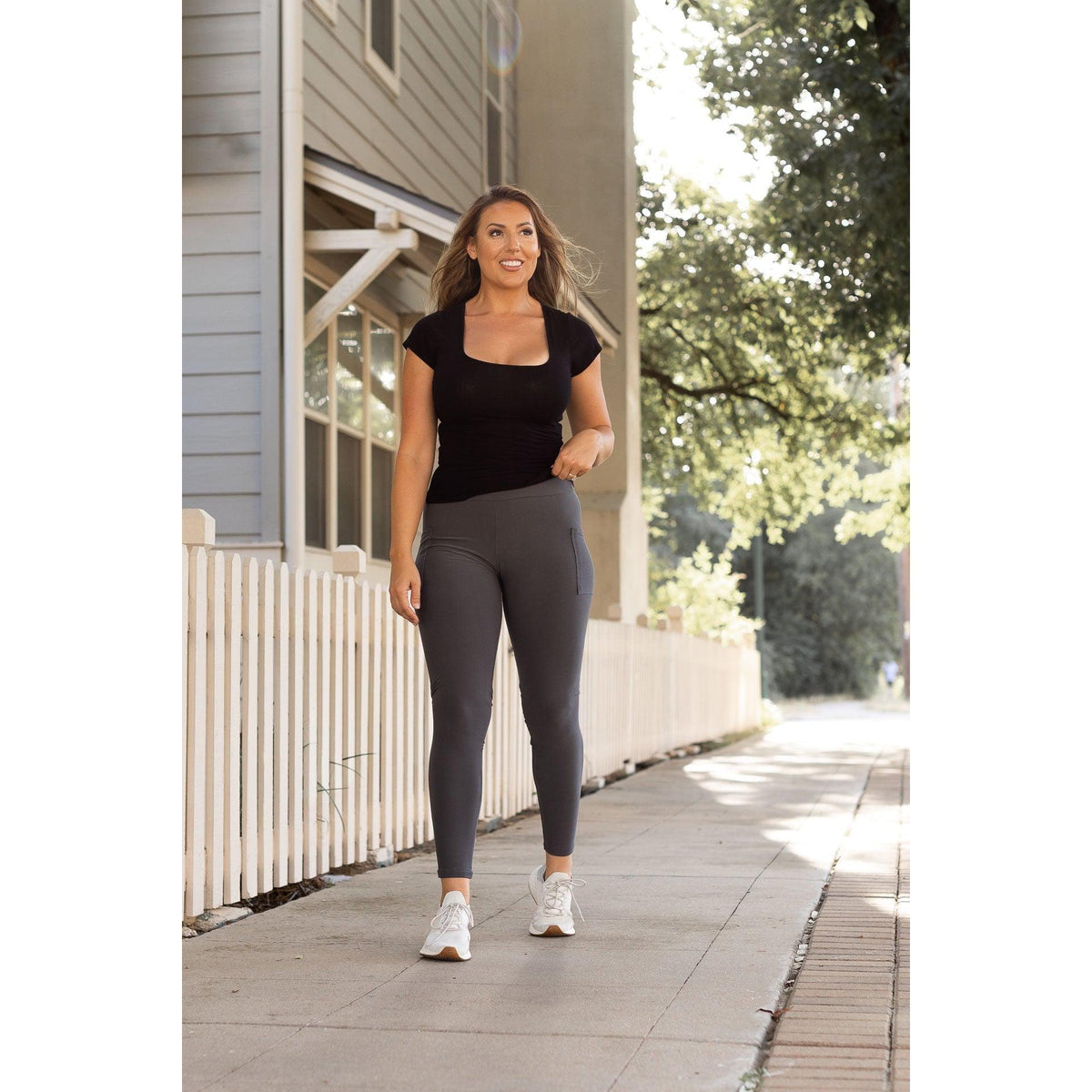 Ready to Ship | Charcoal Full Length Leggings with Pockets  - Luxe Leggings by Julia Rose® Round 2