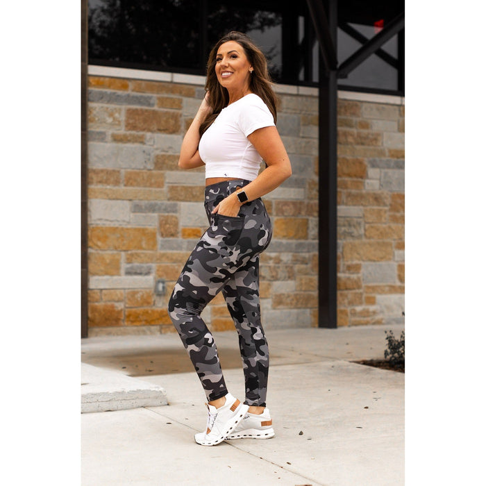 Julia Rose Charlie camo full-length leggings, Women wearing Charlie camo leggings high waisted