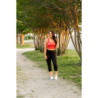 Julia Rose The Cassandra black capri leggings with pockets, Women wearing black capri pocket leggings