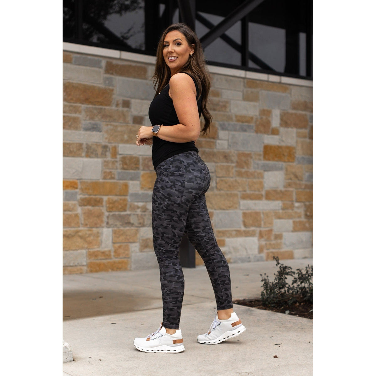Julia Rose Maverick camo full-length leggings, Women wearing Maverick camo leggings high waisted