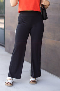 Ready to Ship | The Brooke - Black Wide Leg Full-Length with Pockets - Luxe Leggings by Julia Rose®