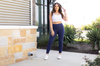 Ready to Ship | The Riley - 7/8 Ankle Length NAVY Leggings with Pockets*