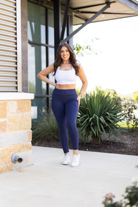 Ready to Ship | The Riley - 7/8 Ankle Length NAVY Leggings with Pockets*