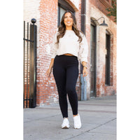 Buttery soft black leggings for women with high waistband