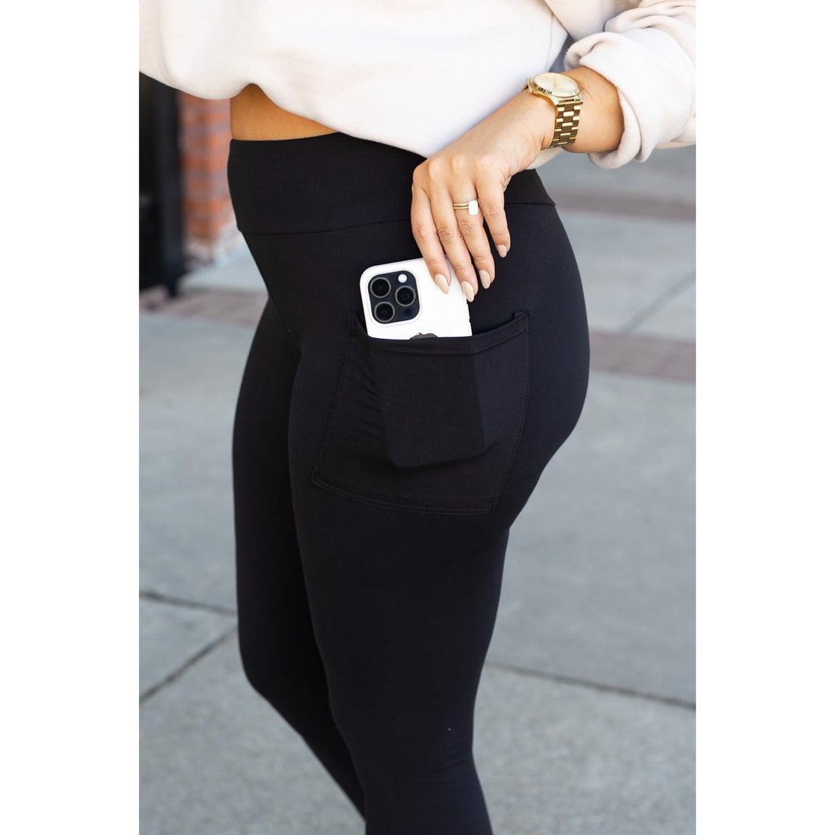 Buttery soft black leggings for women with high waistband