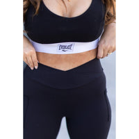 Julia Rose Stephanie crossover black pocket leggings, Women wearing black crossover leggings