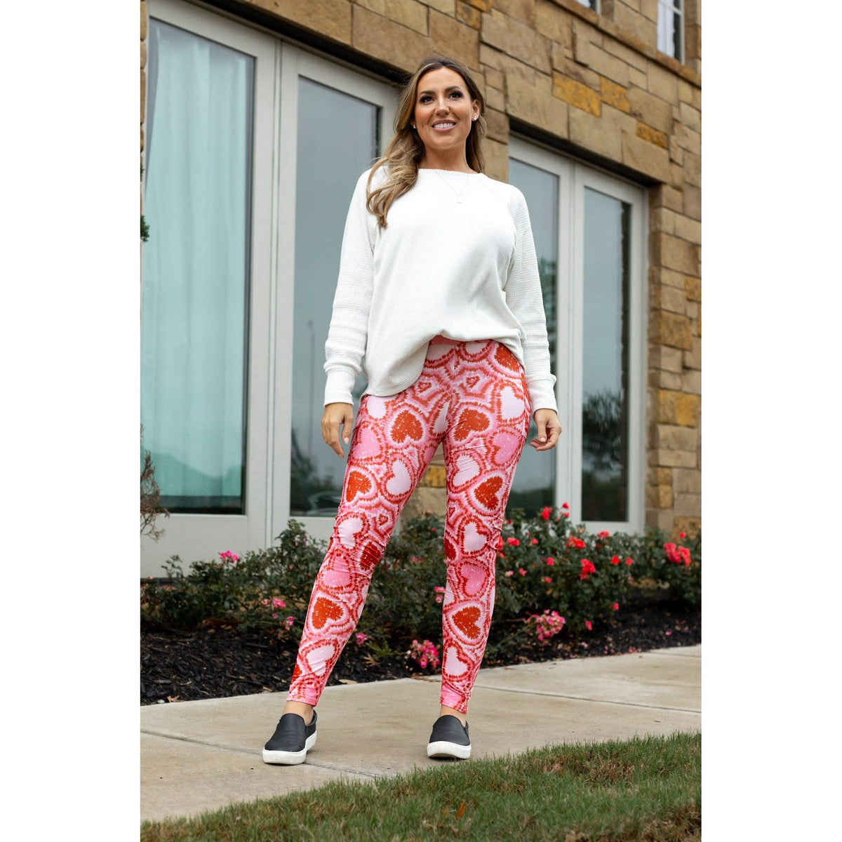 Hearts (Pink and Red) Full Length Leggings
