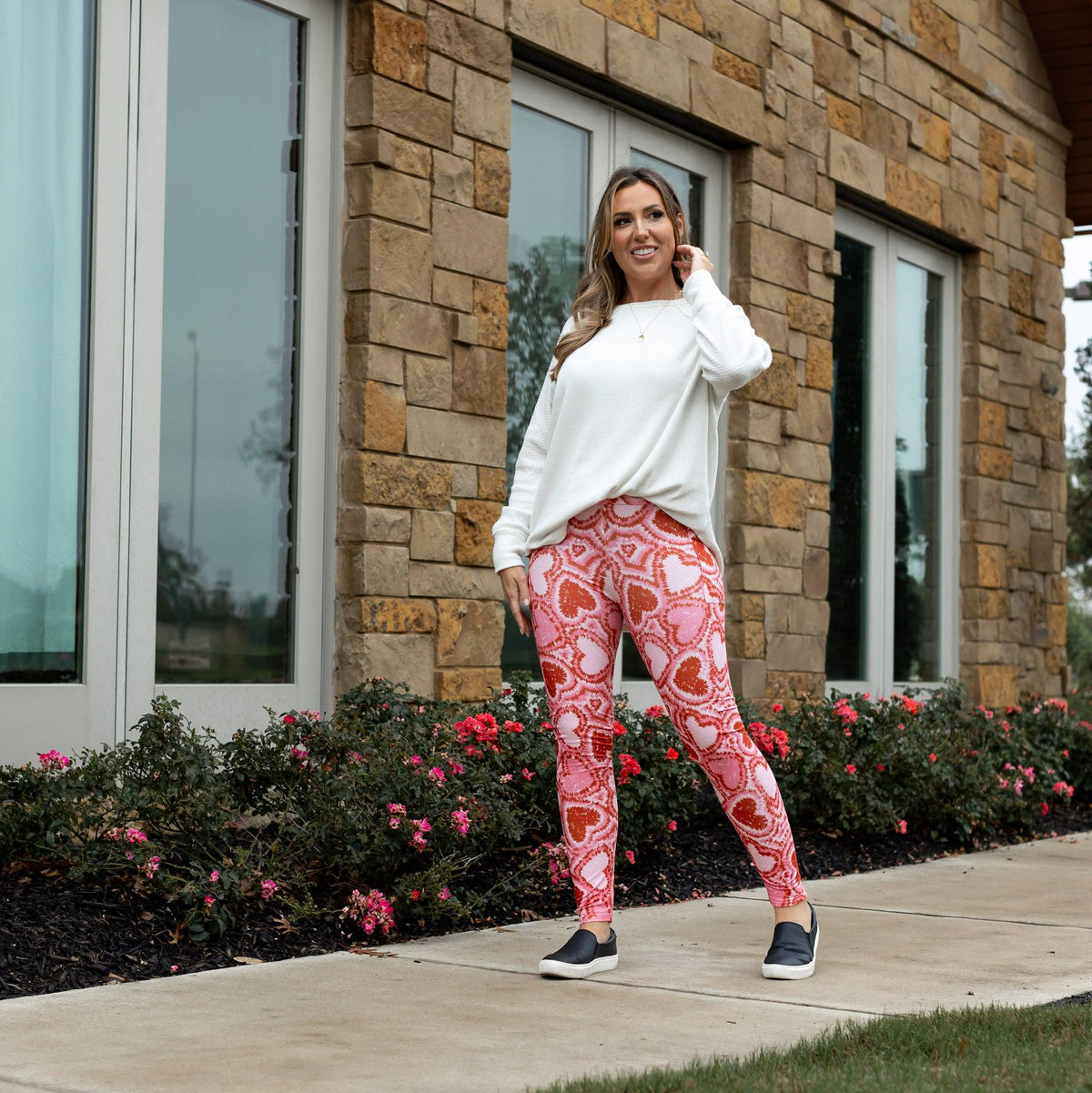 Hearts (Pink and Red) Full Length Leggings
