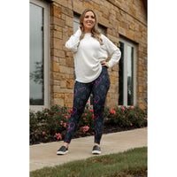 Heart Swirls (Black Background) Full Length Leggings