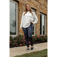 Heart Swirls (Black Background) Full Length Leggings