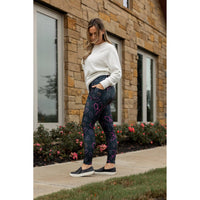 Heart Swirls (Black Background) Full Length Leggings