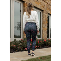 Heart Swirls (Black Background) Full Length Leggings