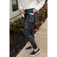 Heart Swirls (Black Background) Full Length Leggings