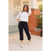 Julia Rose The Gabriella black high-waisted gaucho pants, Women wearing black gaucho pants high waisted