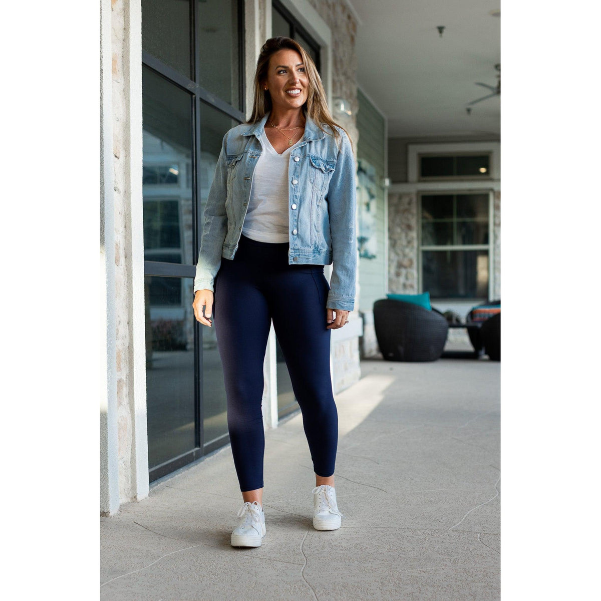 Ready to Ship | Navy Full-Length with Pocket Leggings - Luxe Leggings by Julia Rose®