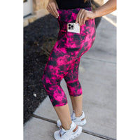 Ready to Ship | Pink and Black Tie Dye CAPRI with POCKETS  - Luxe Leggings by Julia Rose®