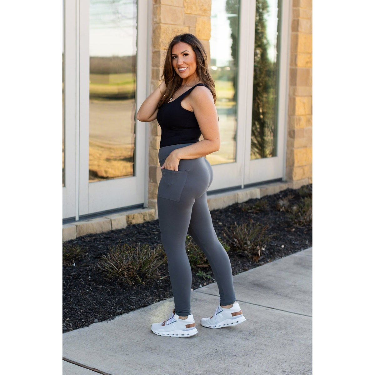 Ready to Ship | Charcoal Full Length Leggings with Pockets  - Luxe Leggings by Julia Rose® Round 2