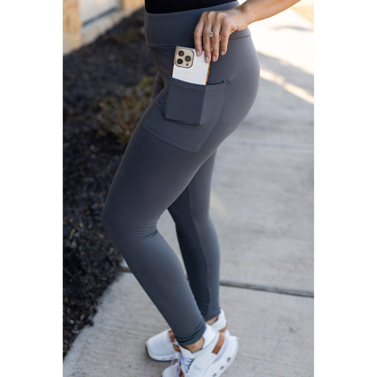 Ready to Ship | Charcoal Full Length Leggings with Pockets  - Luxe Leggings by Julia Rose® Round 2