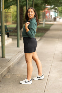 Ready to Ship | The Chrissy - Black Fleece Shorts with Pockets