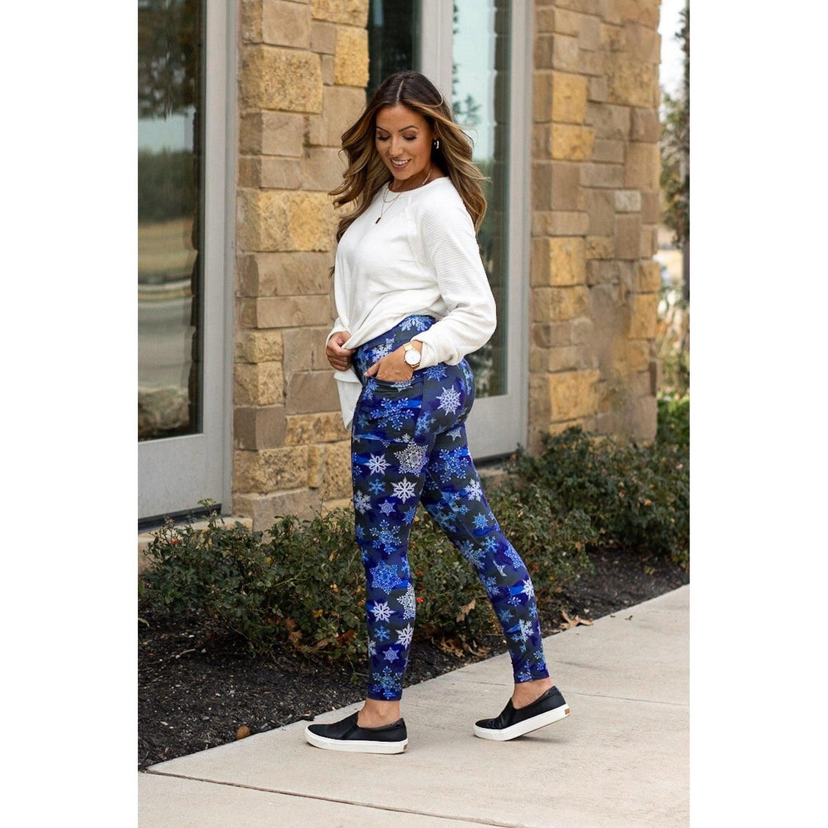 Blue Snowflake Leggings