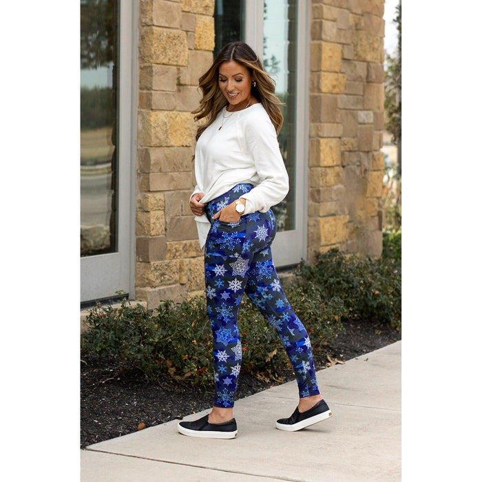 Blue Snowflake Leggings
