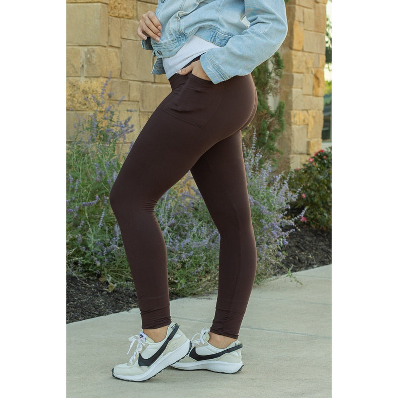 Ready to Ship  | Brown FULL LENGTH Leggings with POCKET Round 2 - Luxe Leggings by Julia Rose®