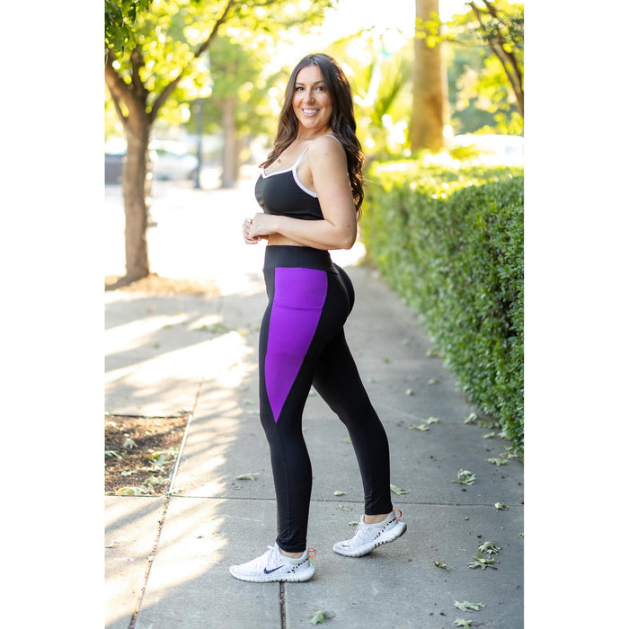Ready to Ship | The Presley - Purple Panel Full Length Leggings