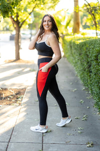 Ready to Ship | The Roxie - Red Panel Full Length Leggings