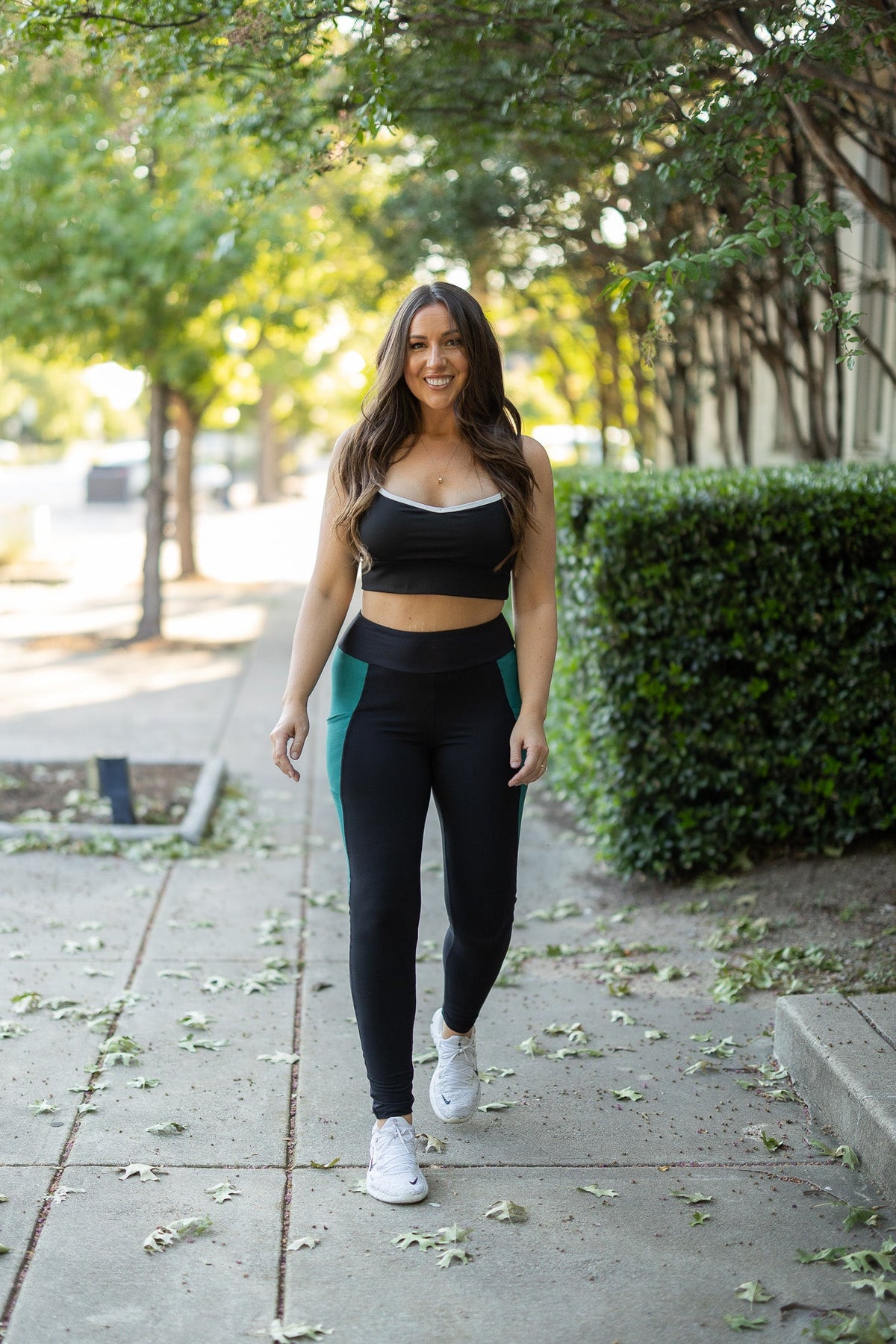 Ready to Ship | The Gracie- Green Panel Full Length Leggings