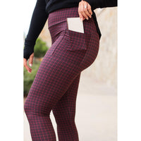 High-waisted plaid leggings by Julia Rose, Julia Rose women’s plaid leggings lifestyle image