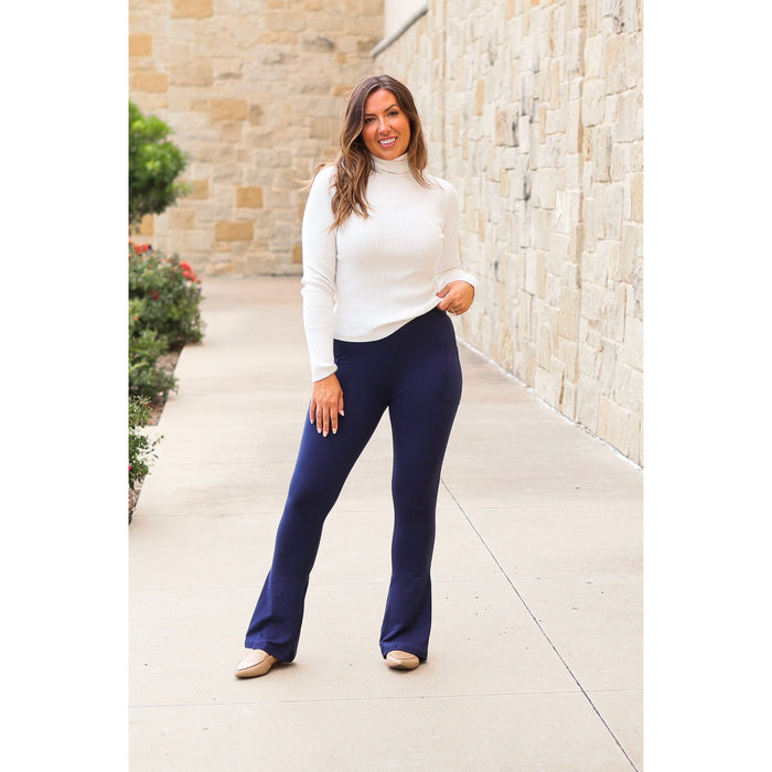 Ready to Ship | The Niko - Navy FLARE Leggings with Pocket