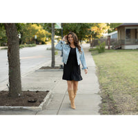 Julia Rose Dakota Dress women’s boutique midi dress front view, Woman wearing Julia Rose Dakota Dress casual everyday outfit