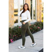 The Oakley - Olive Green Full-Length Leggings w/ Pockets