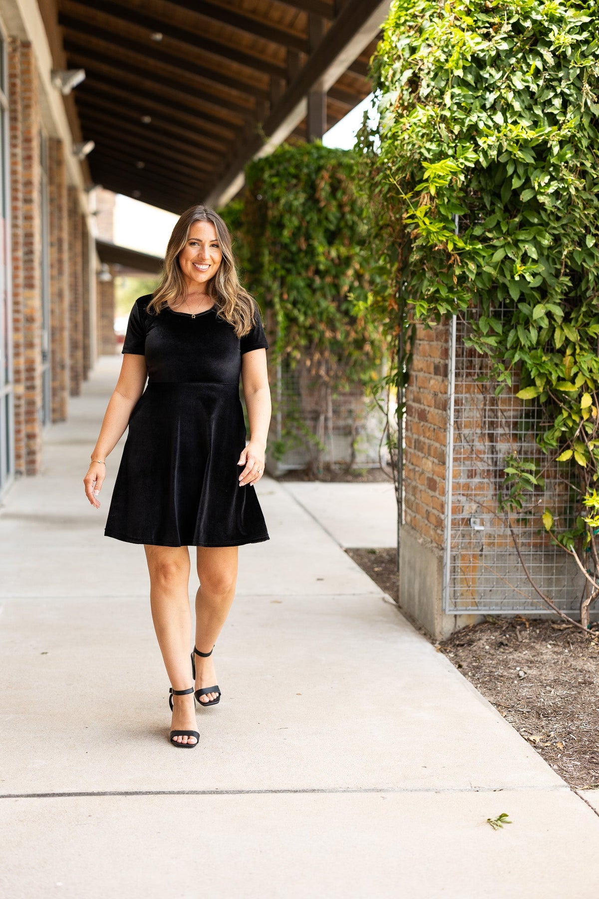 Black Velvet Baby Doll Dress