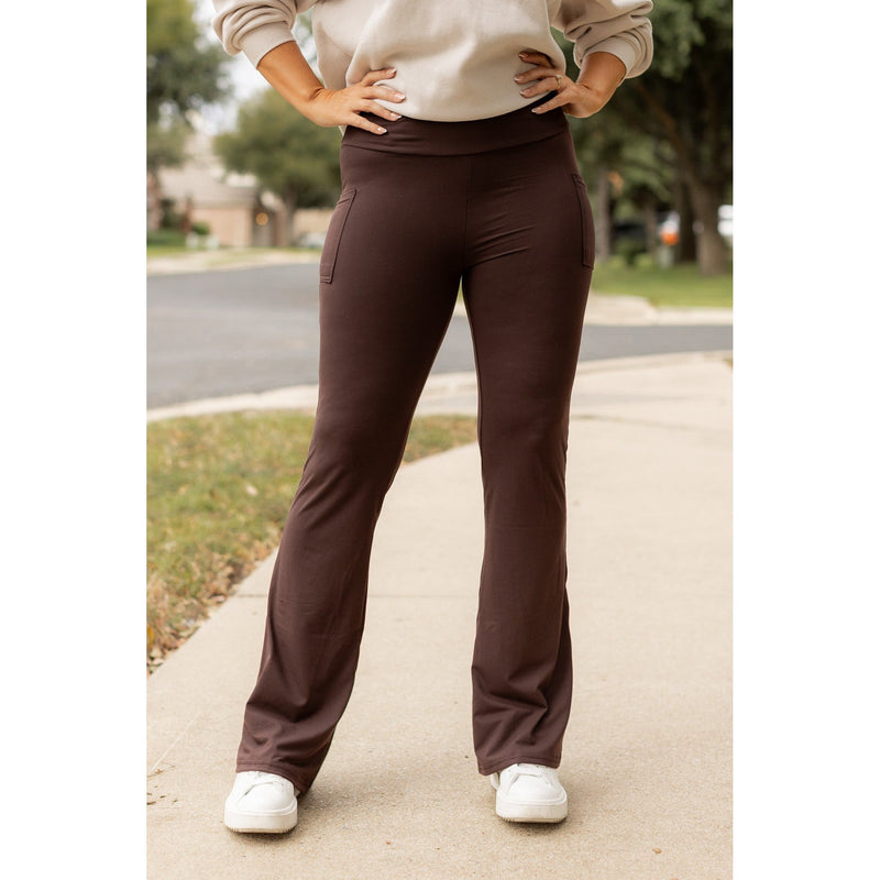 Ready to Ship | The Rhea - 30"  BROWN Bootcut Leggings with Pockets*