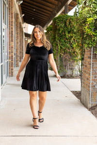 Black Velvet Baby Doll Dress