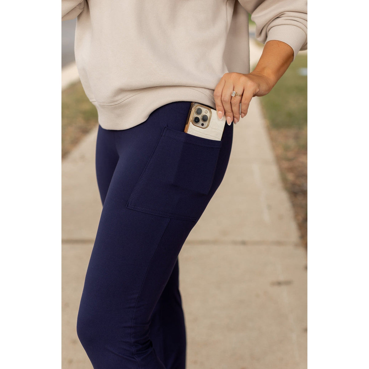 Ready to Ship | The Mila - 30"  NAVY Bootcut Leggings with Pockets*