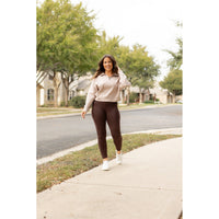 Belle - Brown Fleece Full Length Leggings with Pockets*