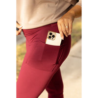 Ready to Ship | The Molly - MAROON Crossover Full Length Leggings with Pockets