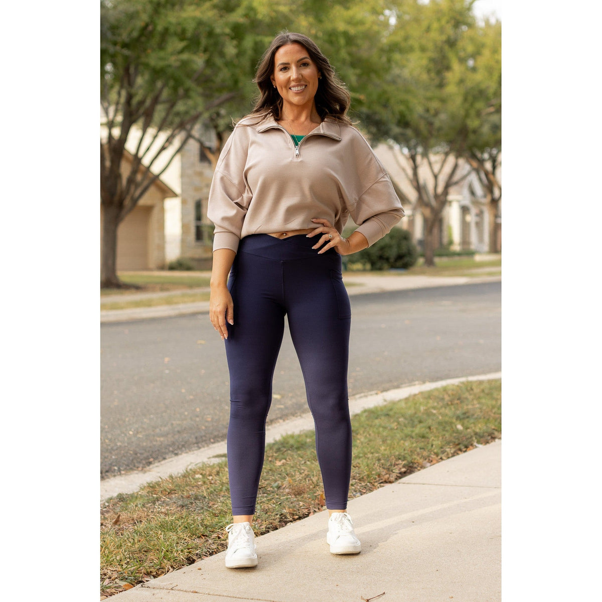 *Ready to Ship | The Nadia - NAVY Crossover Full Length Leggings with Pockets  - Luxe Leggings by Julia Rose®